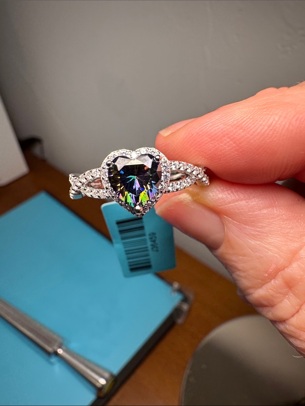 925 Sterling Silver Mystic Topaz Heart-Shaped Ring Size 10